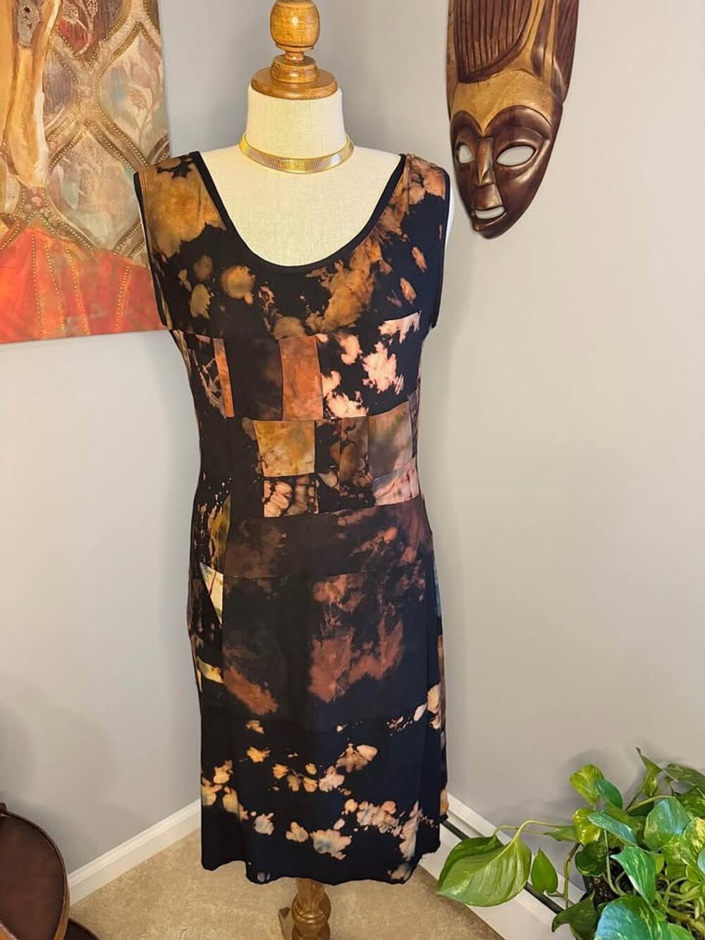 Handmade Organic Bamboo Reverse Tie Dye Patchwork Dress by Jeorjia Shea